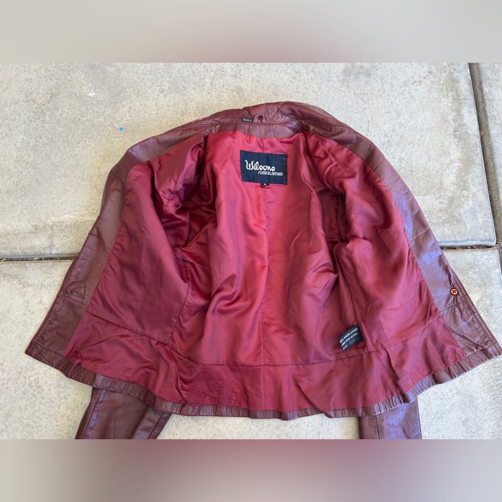 Wilson’s Burgundy Women Leather Jacket Size 6 Made in Korea - Picture 11 of 12